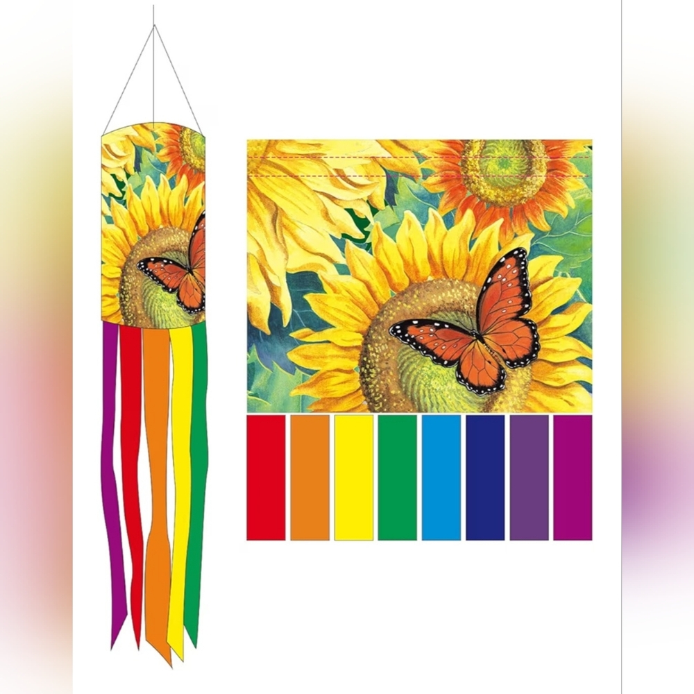 Sunflower & Butterfly Windsock- 40 Inch - Picture 4 of 4